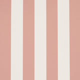 Emma Stripe wallpaper in coral and white by Schumacher, featuring bold vertical stripes for a classic, timeless look.