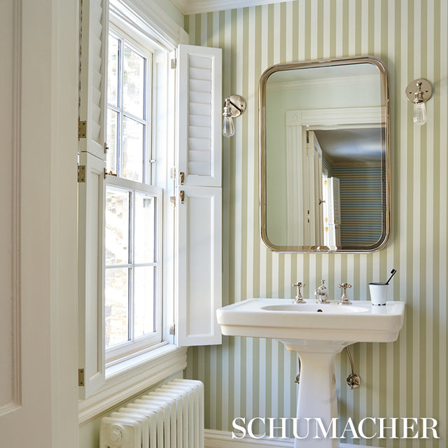 Emma Stripe Neutral by Schumacher Classic Wide Stripe Wallpaper – Schumacher 5017222