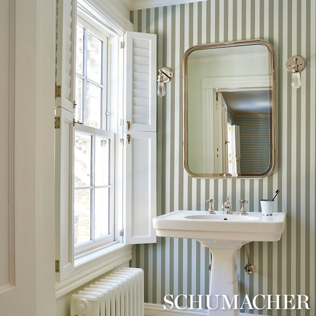 Emma Stripe Gray Stripe Wallpaper by Schumacher – 5017224