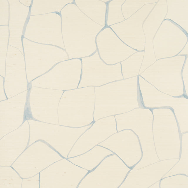 Filigree Sisal Sky by Porter Teleo abstract painterly blue and cream wallpaper on paper-backed sisal