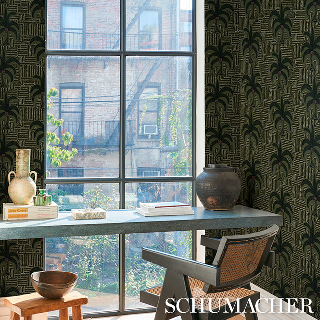 AGUA DE COCO Palm Tree Green by Johanna Ortiz Tropical Wallpaper – Schumacher 5017240