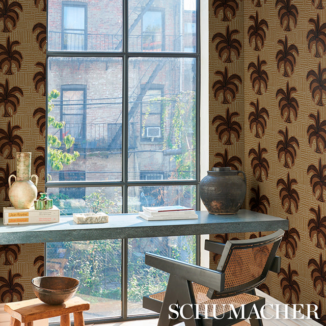 Agua de Coco Sunbleached Ochre by Johanna Ortiz Tropical Wallpaper – Schumacher 5017241