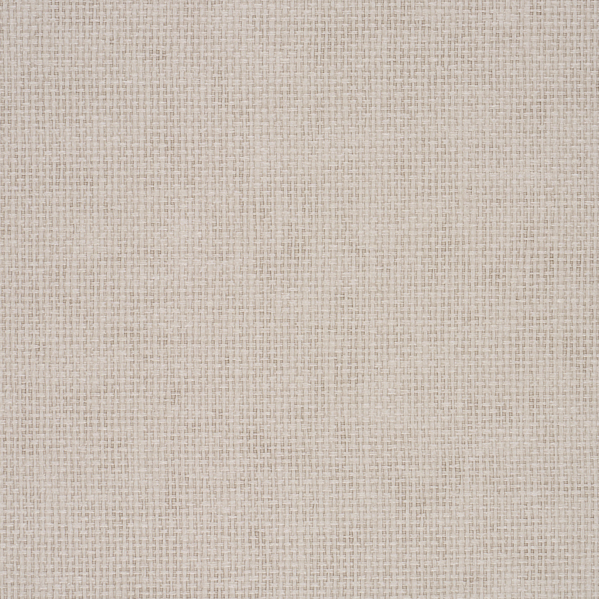 Paperweave Vinyl wallpaper in Dove by Schumacher. Faux-woven textured vinyl wallcovering in a neutral tone, shown as a close-up and in a rolled view.
