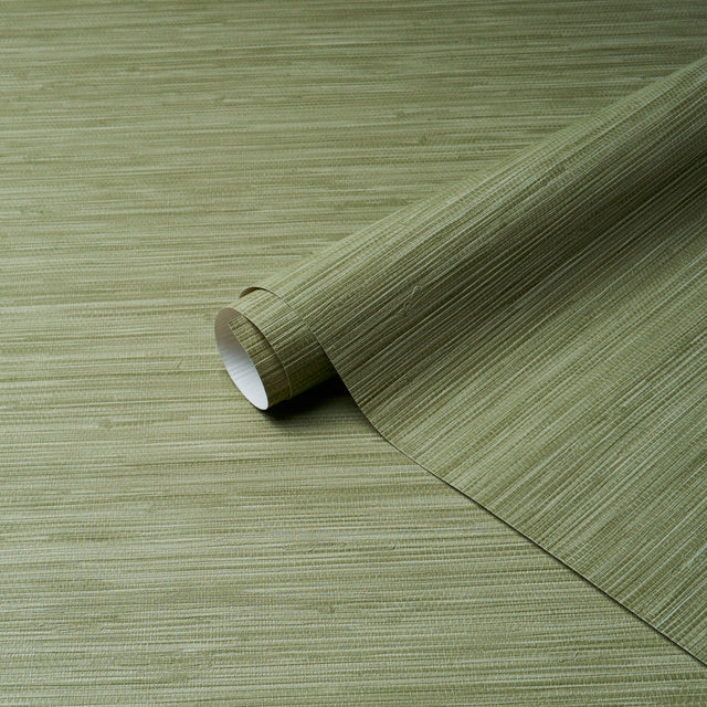 Horizon Grasscloth Vinyl Leaf Green Wallpaper – Schumacher 5017273