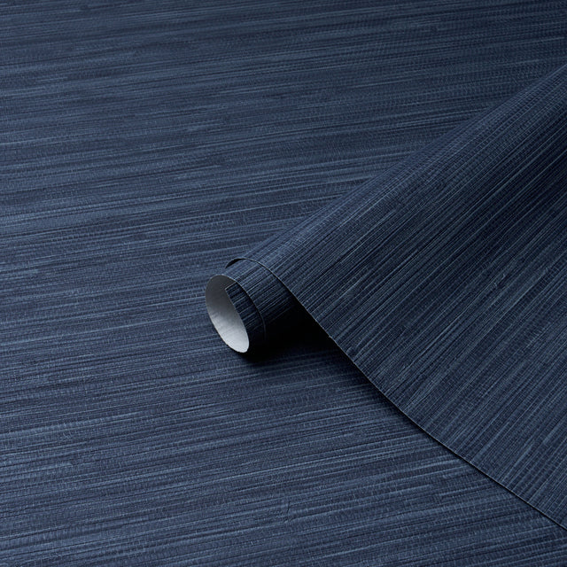 Horizon Grasscloth Vinyl Indigo by Schumacher High-Performance Faux Grasscloth Wallpaper – Schumacher 5017277