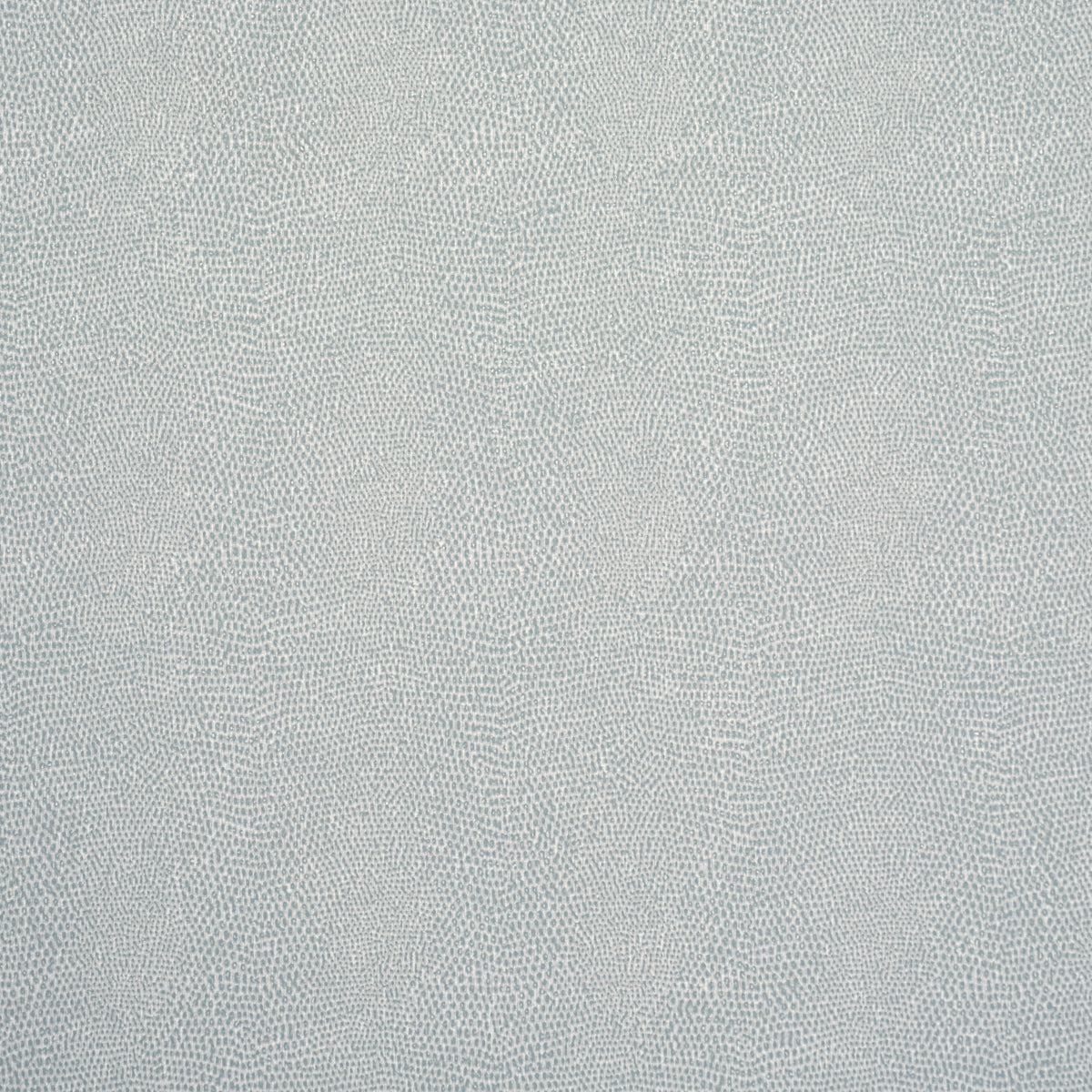 Snakeskin Vinyl wallpaper in Sky by Schumacher. Subtle faux-snakeskin pattern with embossed texture, shown as a roll and close-up.