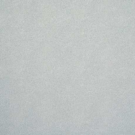 Snakeskin Vinyl wallpaper in Sky by Schumacher. Subtle faux-snakeskin pattern with embossed texture, shown as a roll and close-up.