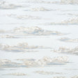 Mr. Darcy's Clouds wallpaper by Schumacher, featuring a hand-drawn cloudscape in soft sky tones, designed by Johnson Hartig.