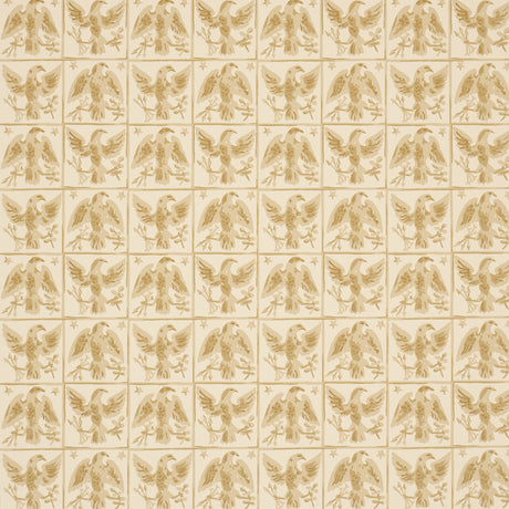 Barton's Eagle Hand Print wallpaper in yellow by Schumacher with a repeating eagle tile motif