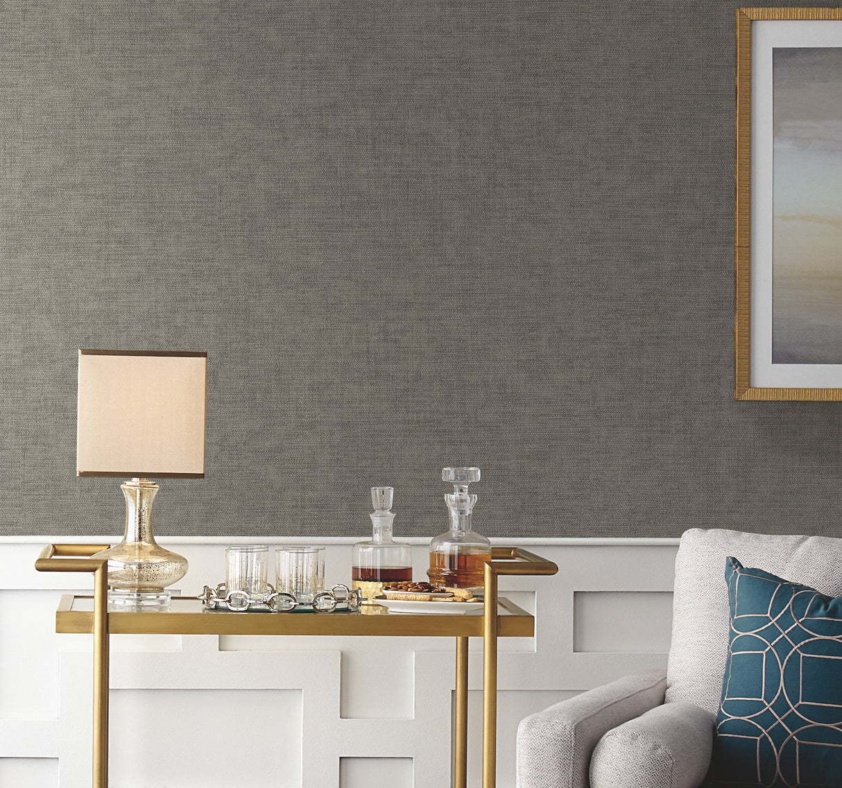 Tabby Weave Texture Grey Wallpaper