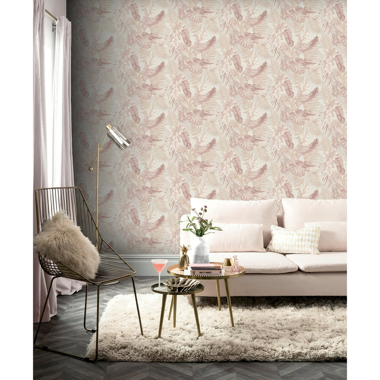 Nell Blush by Arthouse Tropical Wallpaper- Brewster Home Fashions AH297107