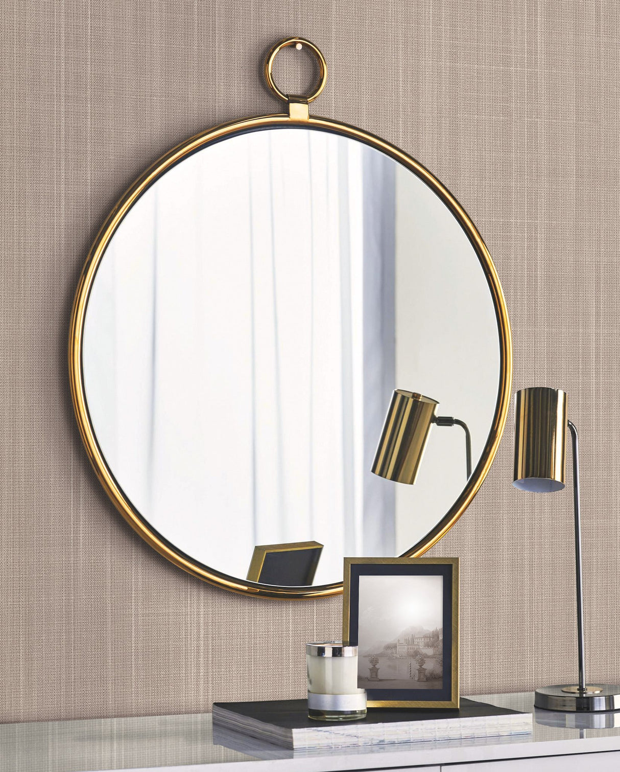 Double Basket Weave Beige Wallpaper