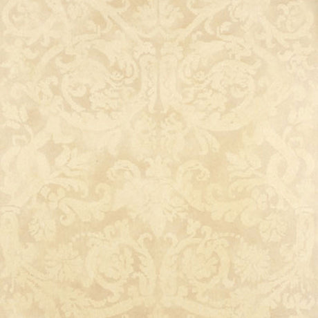 Pontine Damask in Bone, handcrafted damask wallcovering by Schumacher, product image.