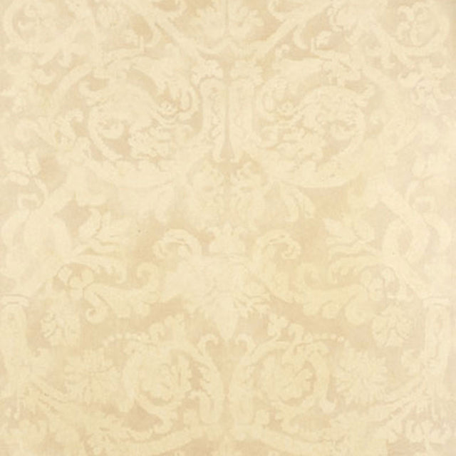 Pontine Damask in Bone, handcrafted damask wallcovering by Schumacher, product image.