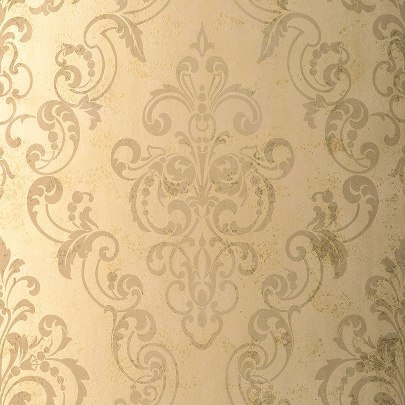 Taupe damask patterned handcrafted non-woven wallcovering from Schumacher's Palazzo collection