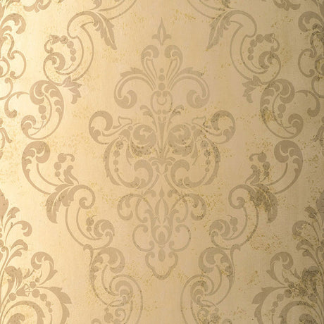 Taupe damask patterned handcrafted non-woven wallcovering from Schumacher's Palazzo collection
