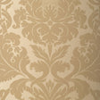 Fiorella Damask Oatmeal wallpaper with a large-scale damask pattern in neutral tones