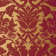 Fiorella Damask wallpaper in red on gold with a large-scale damask pattern by Schumacher
