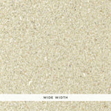 Close-up of Schumacher Mica Fleck wallpaper in Stone, showing natural mica texture and wide width.