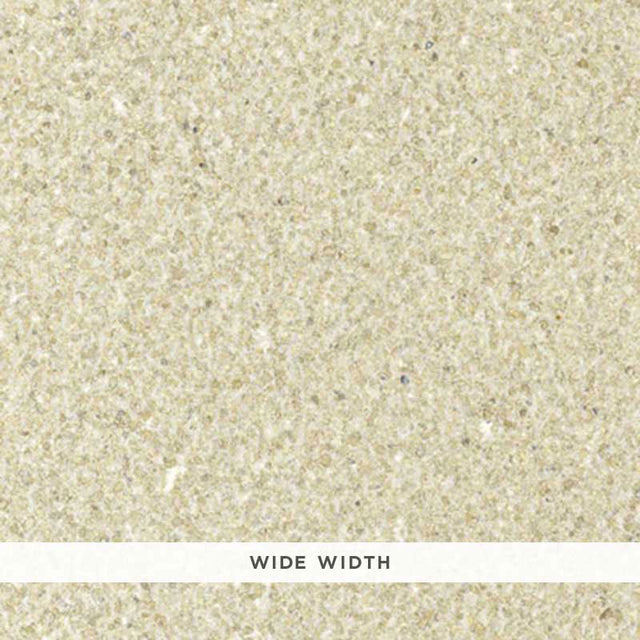 Close-up of Schumacher Mica Fleck wallpaper in Stone, showing natural mica texture and wide width.