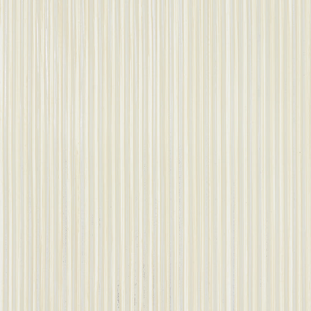 Rimini Rib handcrafted metallic ribbed wallcovering in parchment by Schumacher, shown in detail and installed in a kitchen setting.