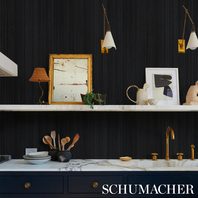 Rimini Rib Onyx Handcrafted Wallcovering – Schumacher 529910