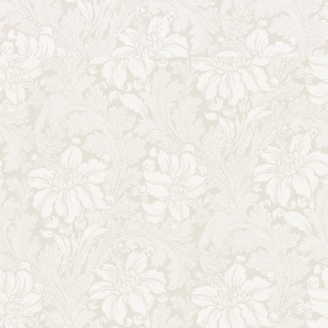 Acanthus Garden wallpaper in Bone by Boråstapeter for Schumacher, featuring elegant floral and leaf motifs in a soft neutral palette.