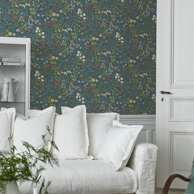 Flora Spruce by Boråstapeter Lively Wildflower Scandinavian Wallpaper – Schumacher 5474