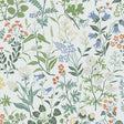 Flora wallpaper by Boråstapeter for Schumacher, featuring a lively allover pattern of wildflowers in ivory and multicolor.