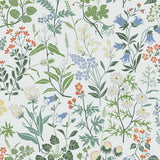 Flora wallpaper by Boråstapeter for Schumacher, featuring a lively allover pattern of wildflowers in ivory and multicolor.