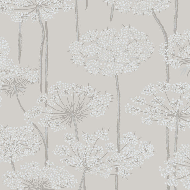 Ingrid in Natural by Boråstapeter, delicate Queen Anne's lace floral wallpaper, Scandinavian design, Schumacher 5478