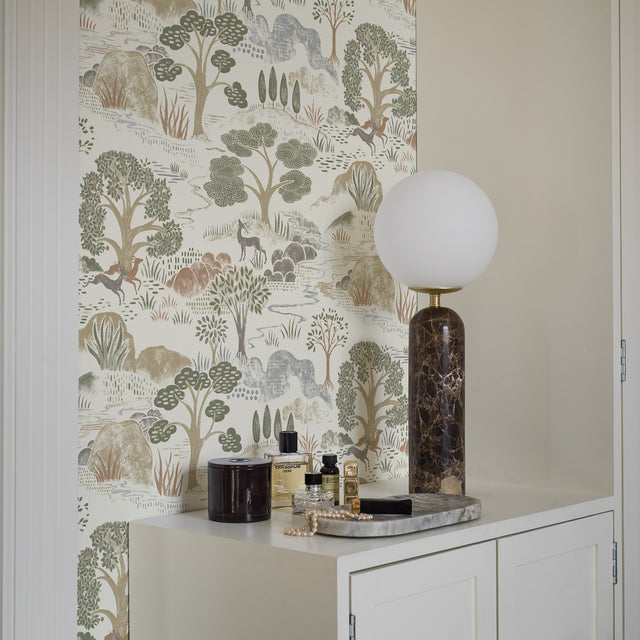 Diana Natural Art Deco Forest Wallpaper by Boråstapeter – Schumacher 5525