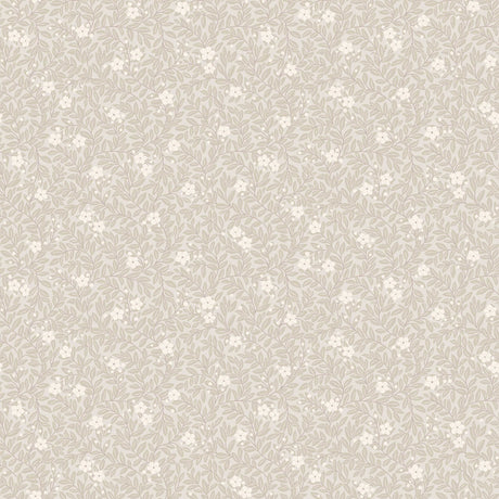 Myrten wallpaper by Boråstapeter for Schumacher, featuring a hand-painted myrtle leaf and flower pattern in a natural colorway.