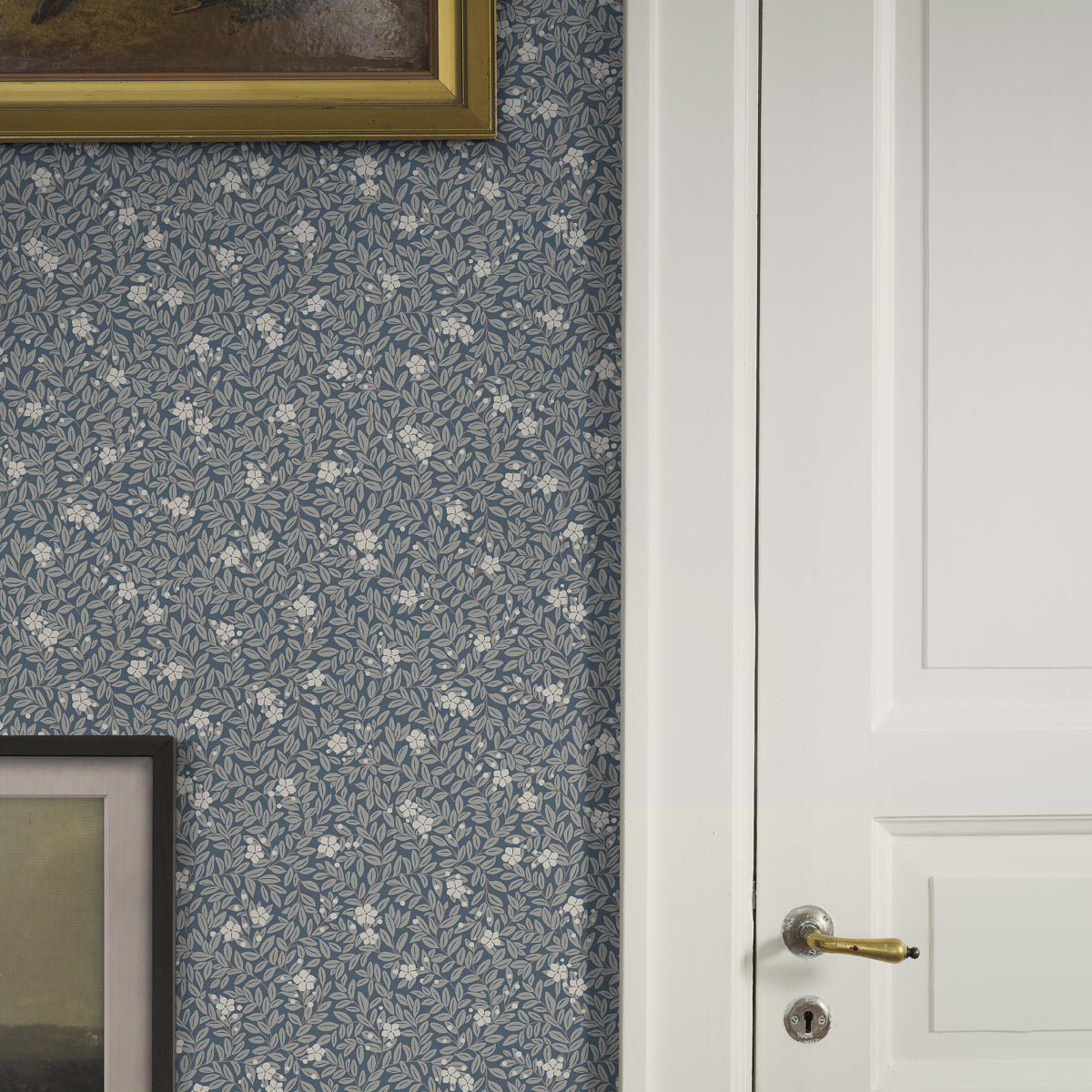Myrten Slate by Boråstapeter Arts & Crafts Floral Wallpaper – Schumacher 5717