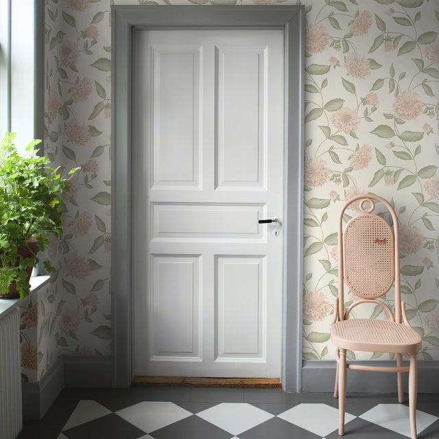 Dahliadröm Blush by Boråstapeter Romantic Dahlia Floral Wallpaper – Schumacher 5718