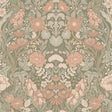 Blush and sage botanical floral wallpaper with Arts and Crafts Scandinavian design by Boråstapeter for Schumacher