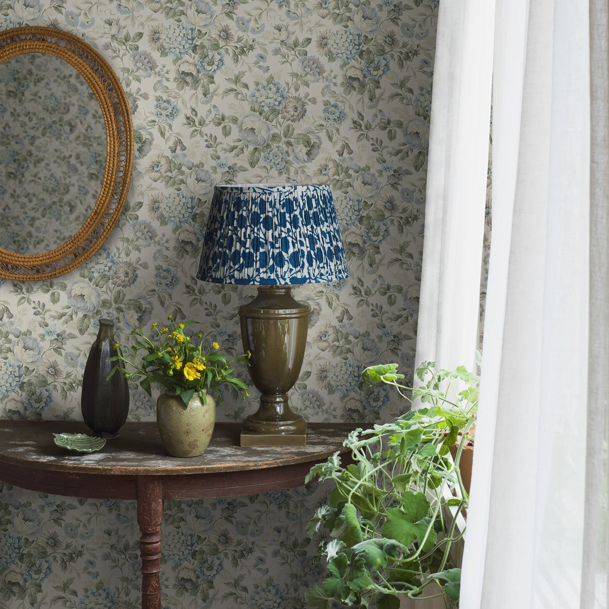 Hortensia Blue Floral Wallpaper by Boråstapeter – Schumacher 5726