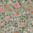 Kamelia wallpaper by Boråstapeter for Schumacher featuring a hand-painted floral and butterfly motif in natural colors.