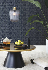 Dynastic Lattice Navy Wallpaper