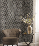 Dynastic Lattice Black Wallpaper