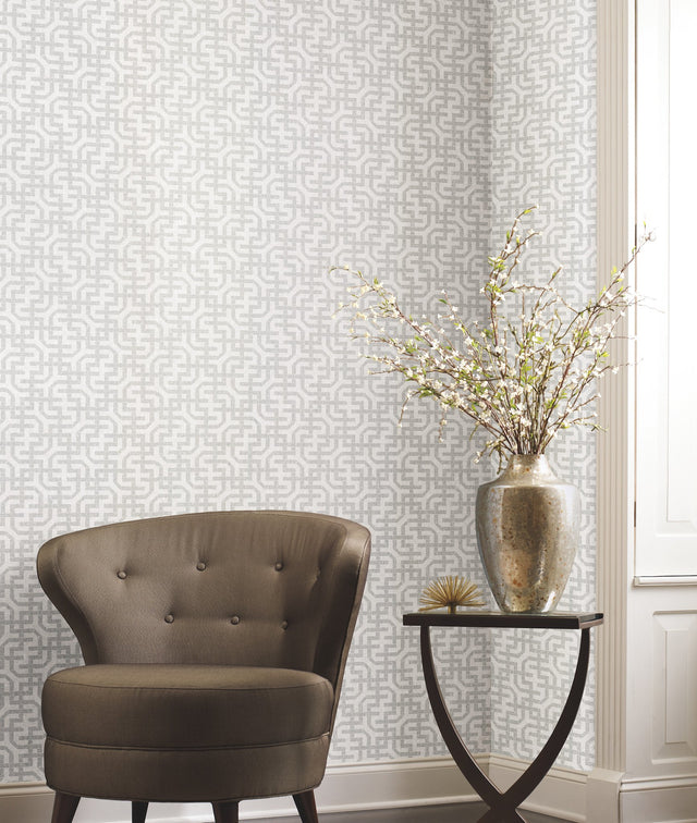 Dynastic Lattice White Wallpaper