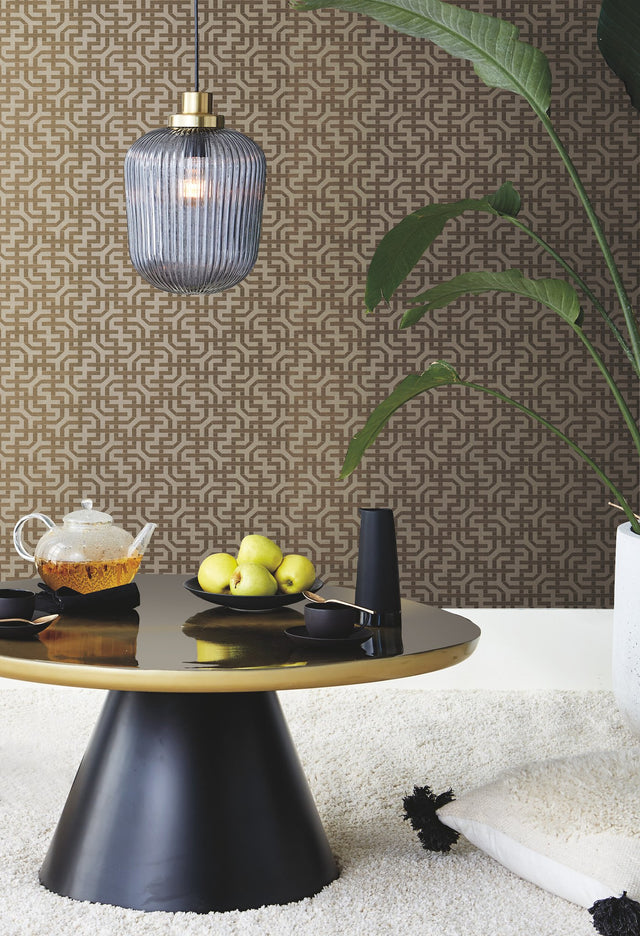 Dynastic Lattice Gold Wallpaper