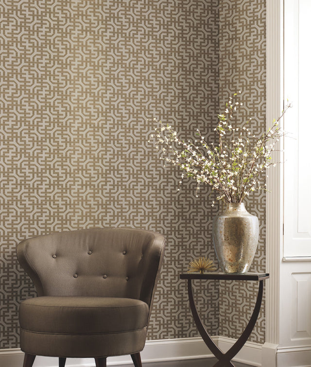 Dynastic Lattice Gold Wallpaper