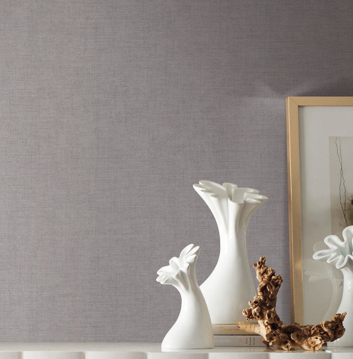 Gesso Weave Grey Wallpaper