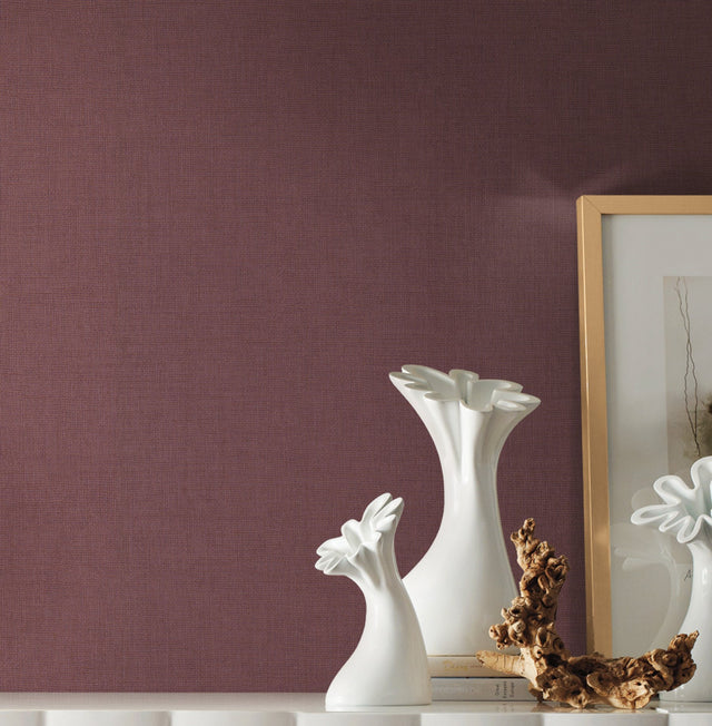 Gesso Weave Burgundy Wallpaper
