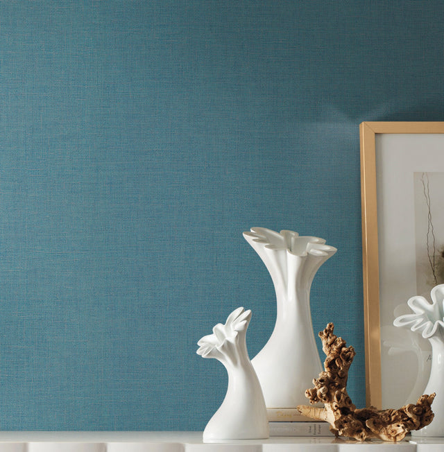 Gesso Weave Teal Wallpaper