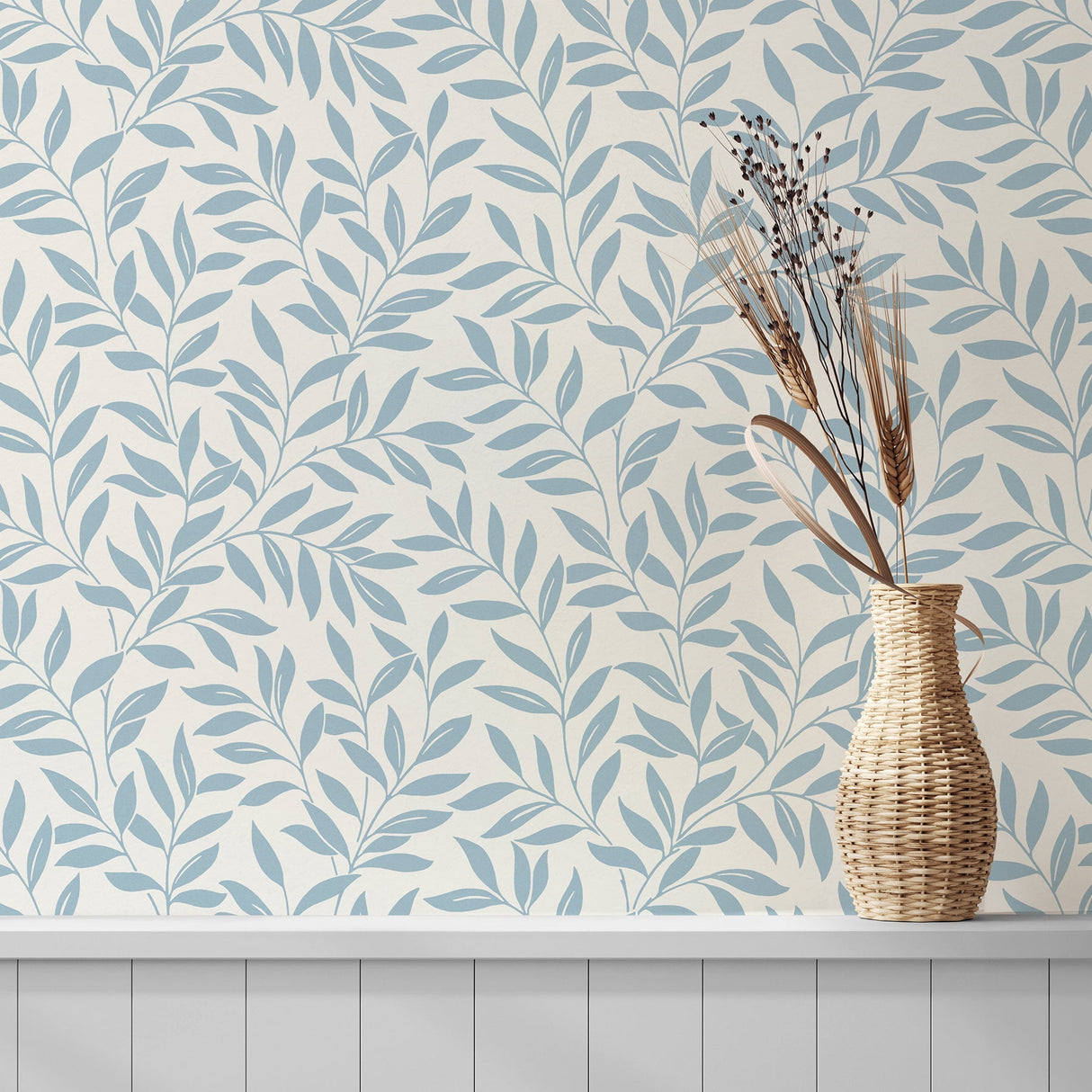 Marin Blue by Fine Decor Leaf Trail Wallpaper – Brewster Home Fashions FD43838
