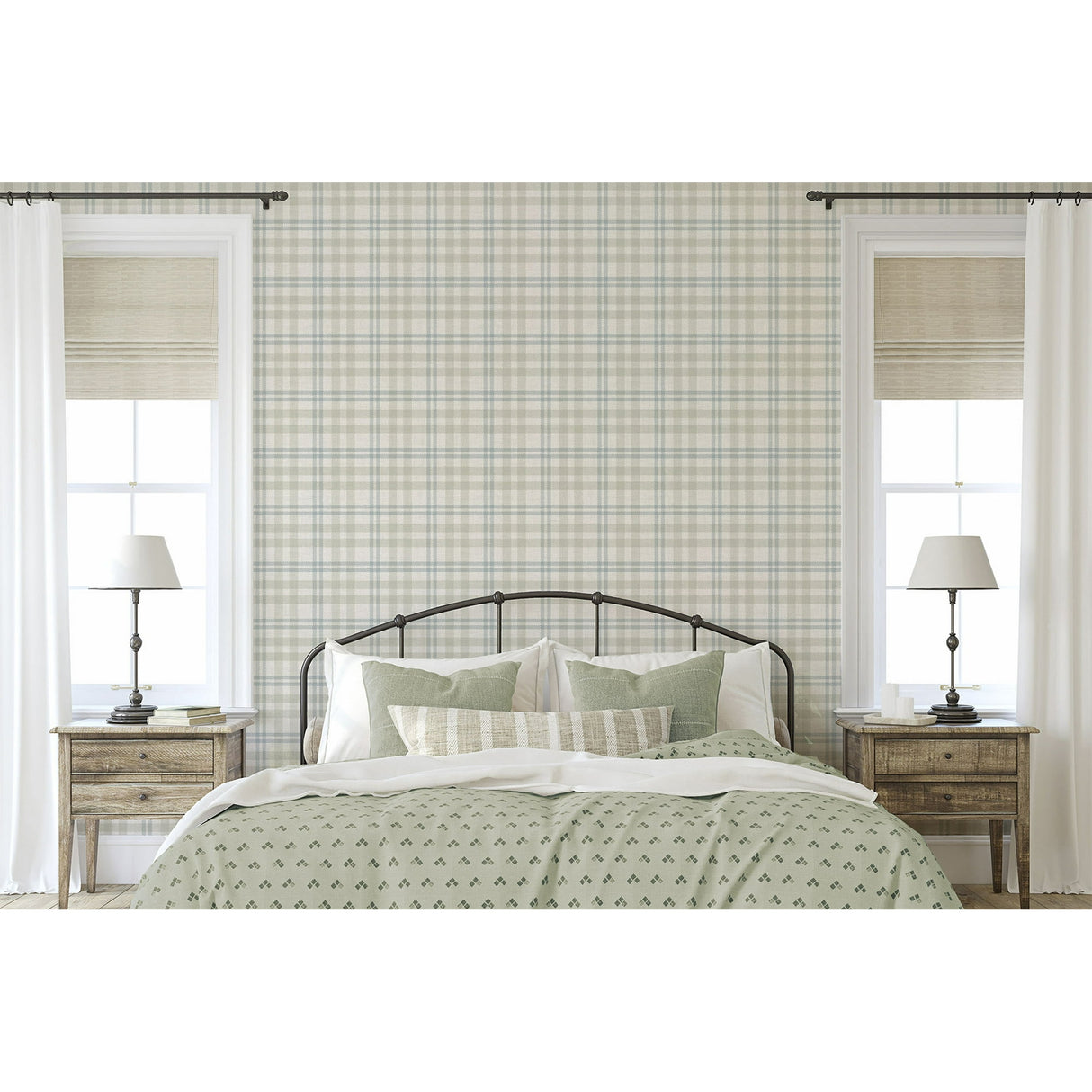 Corrine Neutral by Arthouse Countryside Check Wallpaper – Brewster Home Fashions AH294606