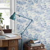 Countryside Morning Blue and White Scenic Wallpaper by Boråstapeter – Schumacher 6142