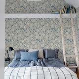 Paradise Birds Turquoise Shimmer by Boråstapeter Scenic Bird and Floral Wallpaper – Schumacher 6143